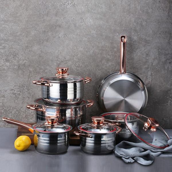 Best Selling Silver Kitchen Sauce Pot Soup Pot Fry Pan Cooking Pot Sets With