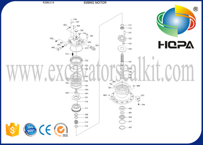 Swing Motor HZZC-M2X170CHB 31Q8-10130 for R290-7 R300-7 R305-7 R335-7