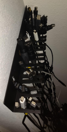 Customized Logo Print Iron Modular Patch Cable Holder Wall Mountable Hanger Claw 19 Slots