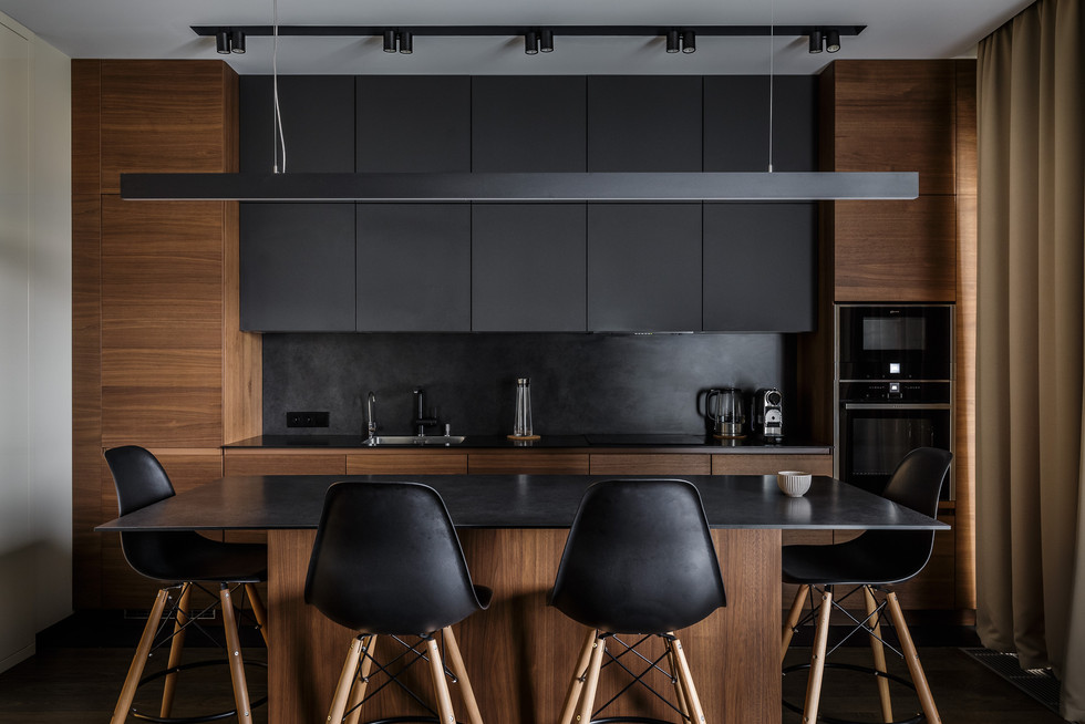 Kitchen Cabinet Design Modular Solid Wood Mdf Veneer Lacquer Finish Walnut Wood Color