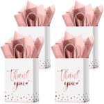 Gravure Printing Custom Color Pink Paper Thank You Gift Kraft Paper Bags With