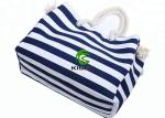 Large Capacity Canvas Striped Bag , Heavy Duty Ladies Beach Bag OEM Accepted