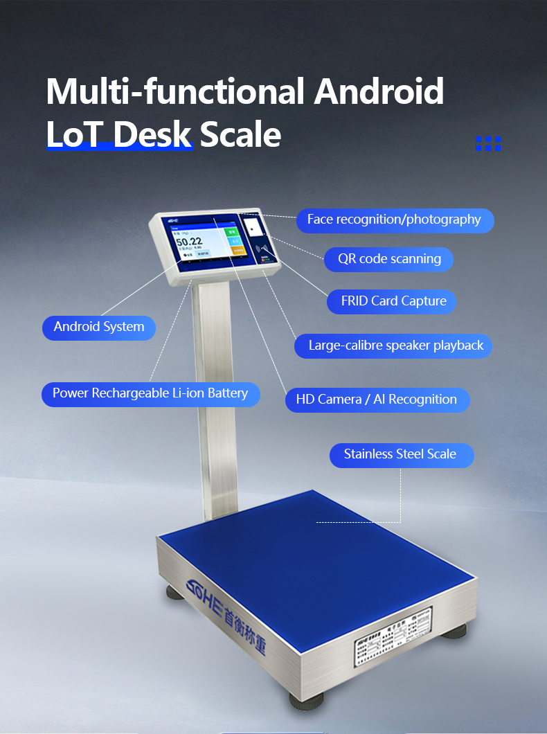 Maximum Range 200kg Industrial Android Smart Scale with 7 Inch Screen and LCD Display