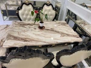 Quality European Style Faux Marble Top Coffee Table With Leather Chairs Wearproof wholesale
