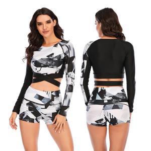 Quality Long Sleeve Bathing Womens Surfing Suits Sexy Cross Split Printed Foral wholesale