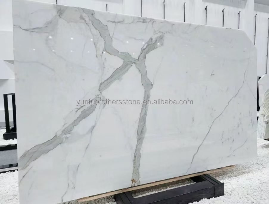Modern Design Italy White Calacatta Marble Slab for Kitchen Countertop and Wall Panel