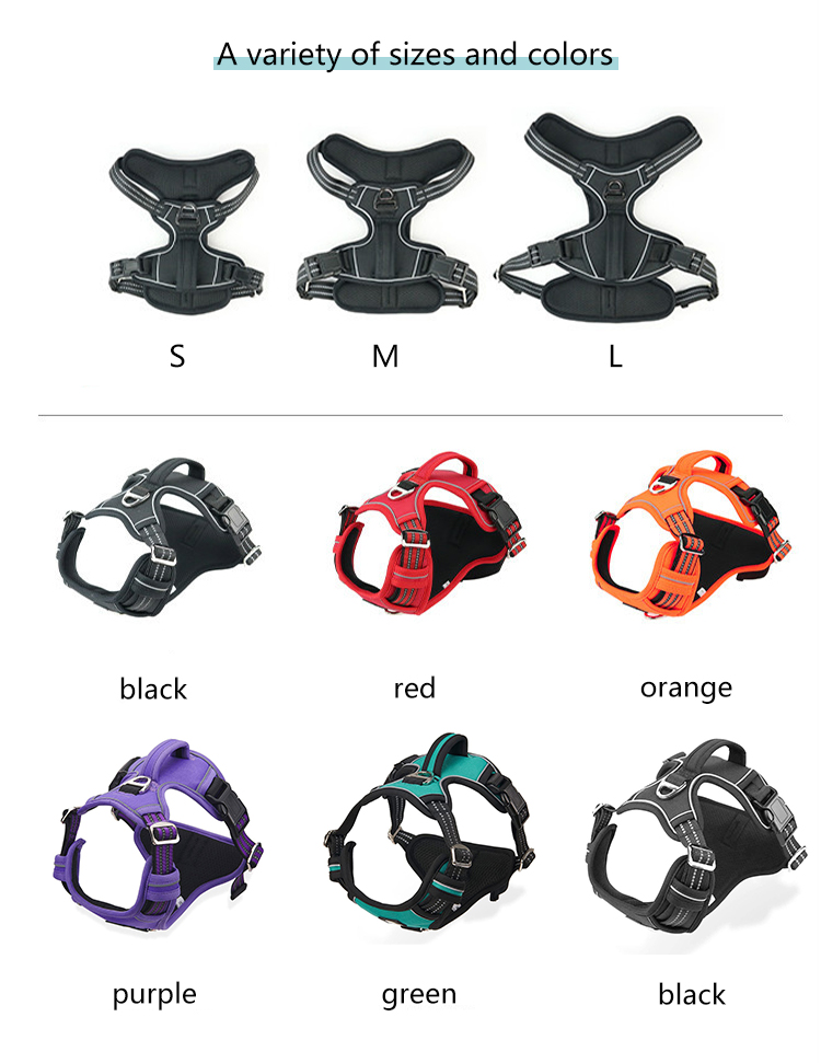 Nylon Dog Harness Control Handle Breathable Mesh Reflective Design Custom Logo Decoration