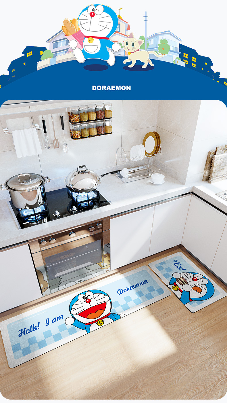 Non-Slip Protection for Kitchenware Custom Polyester Fibre Cartoon Soft Kitchen Rug