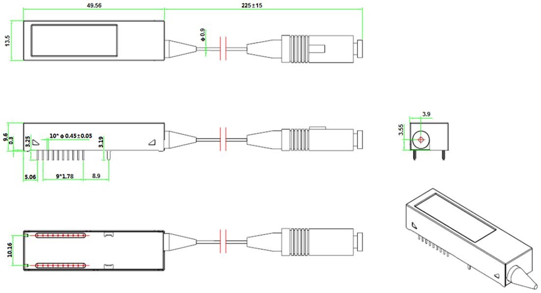 GPON ONU Class B+ SFF 2x10 APC Pigtail SC Module