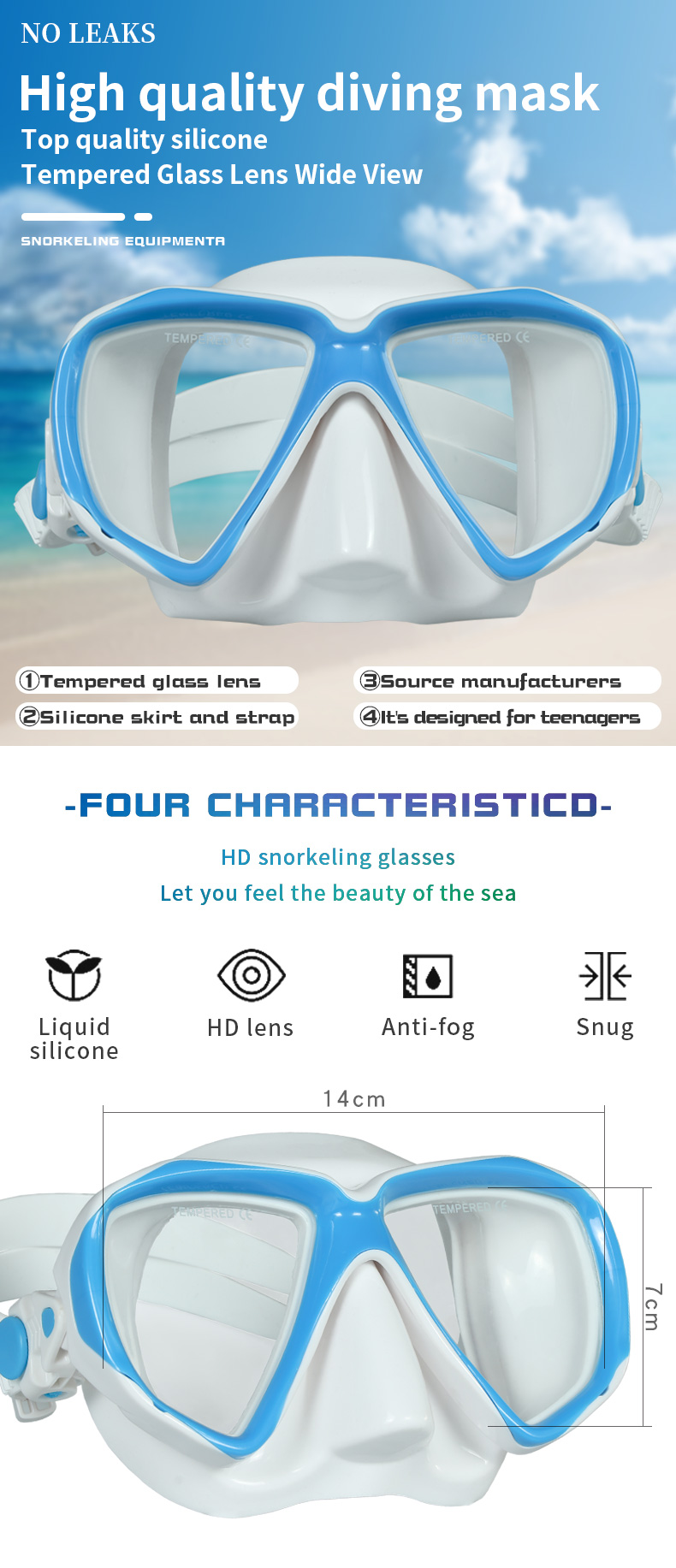 Double Breath Tube Scuba Snorkel Gear set Diving Mask For Children