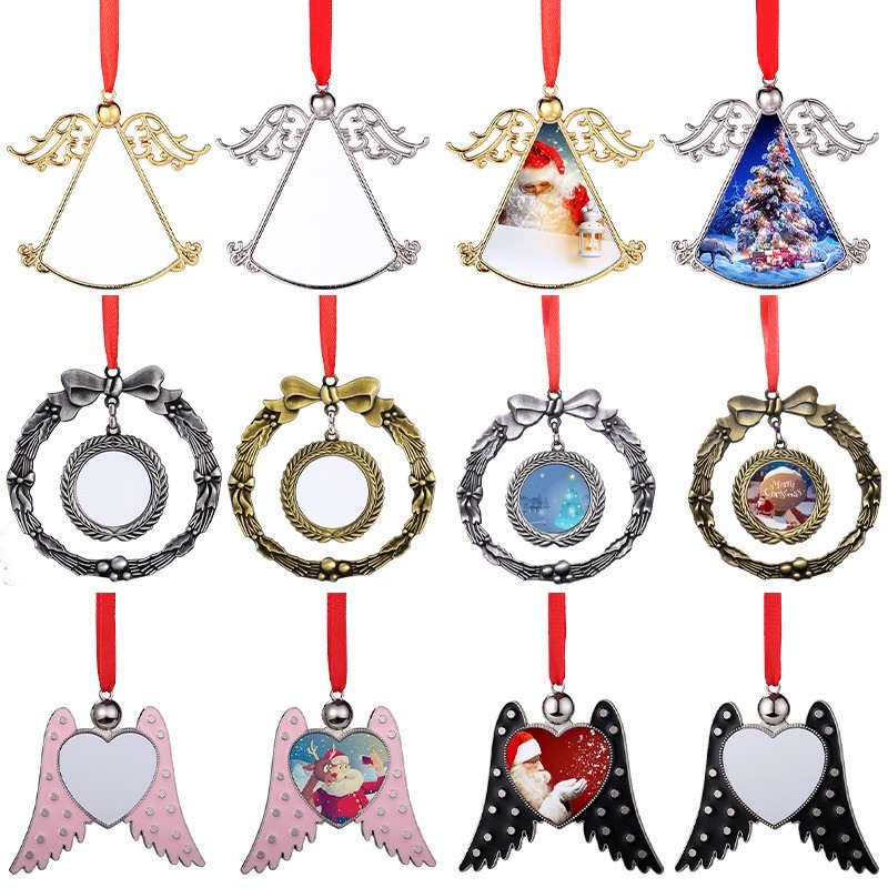 Round Sublimation Blank Wreath Metal Hanging Ornament Sublimation Christmas Decorations