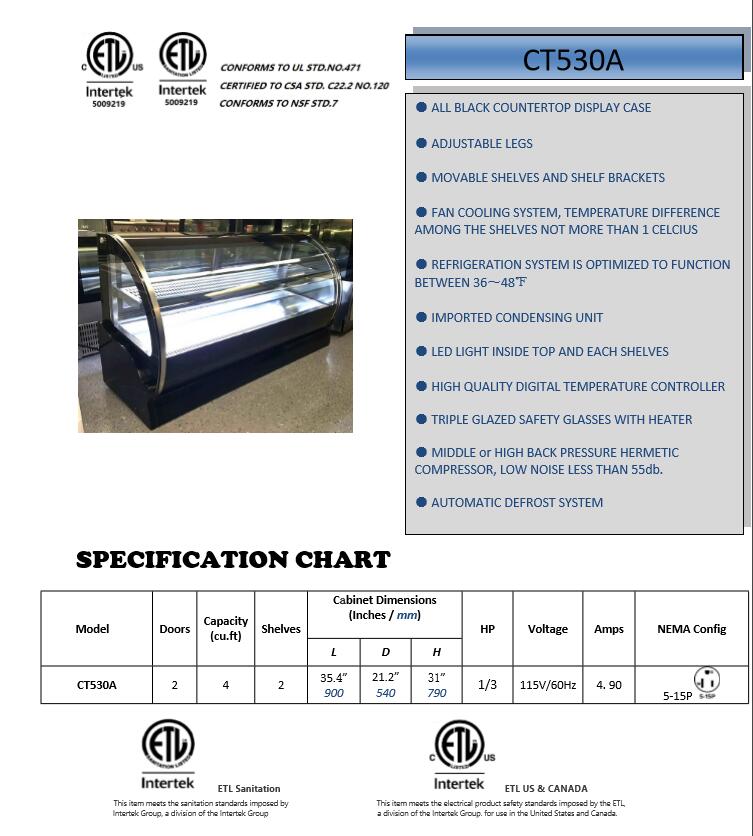 Automatic Defrost System Commercial Deli Refrigerator 70 Liters