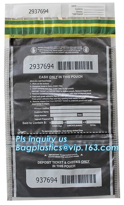 Opaque Tamper Evident Sealing Plastic Bank Money Steb Security Bag / Custom Self Adhesive Plastic Courier Bag, bagease