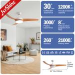 Elegant Design Wood Grain ABS Blades Ceiling Fan 52 Inch With Dimmable Light