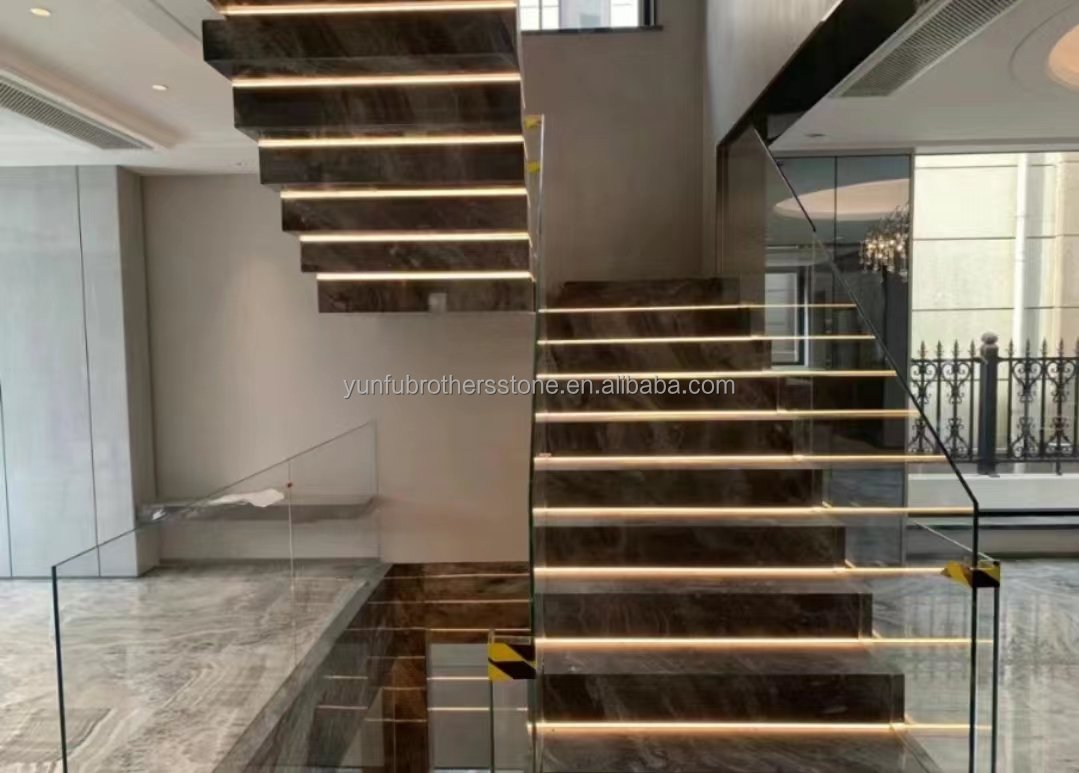 Interior Graphic Design Artificial Stone Steps Tiles for Modern Sintered Staircase