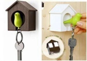 Quality Plastic Little Bird House Whistle Finder Key Chains promotion gift wholesale