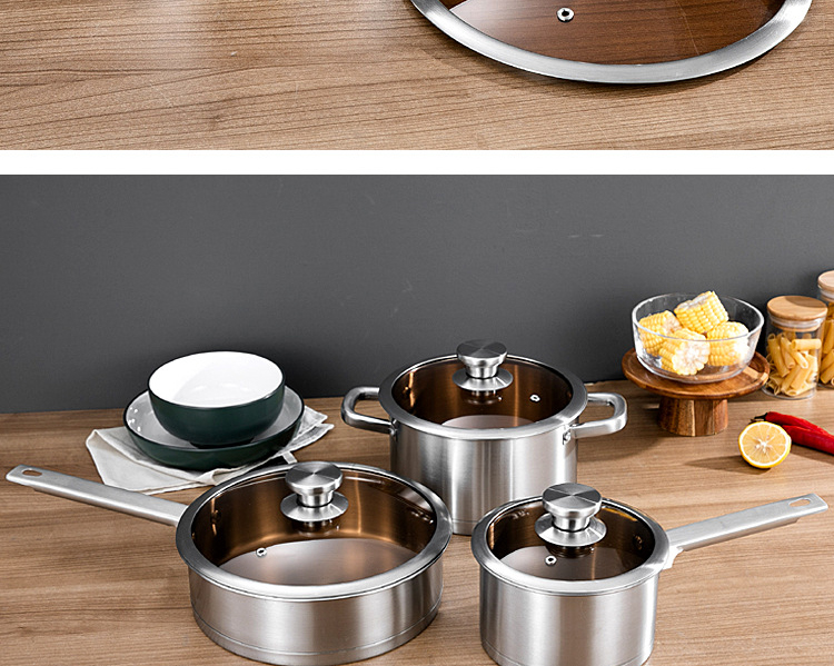 Amazon Top Seller Multipurpose 6PCS Pot Stainless Steel Frying Pan Cookware Sets With Glass Lid