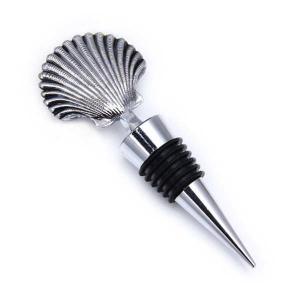 Quality Die casting zinc alloy marine sea shell wine accessories chrome plated wine bottle stopper wedding favor logo engrave wholesale