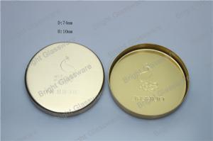 Quality electroplating gold metal lids with customized brand logo for candle holder wholesale