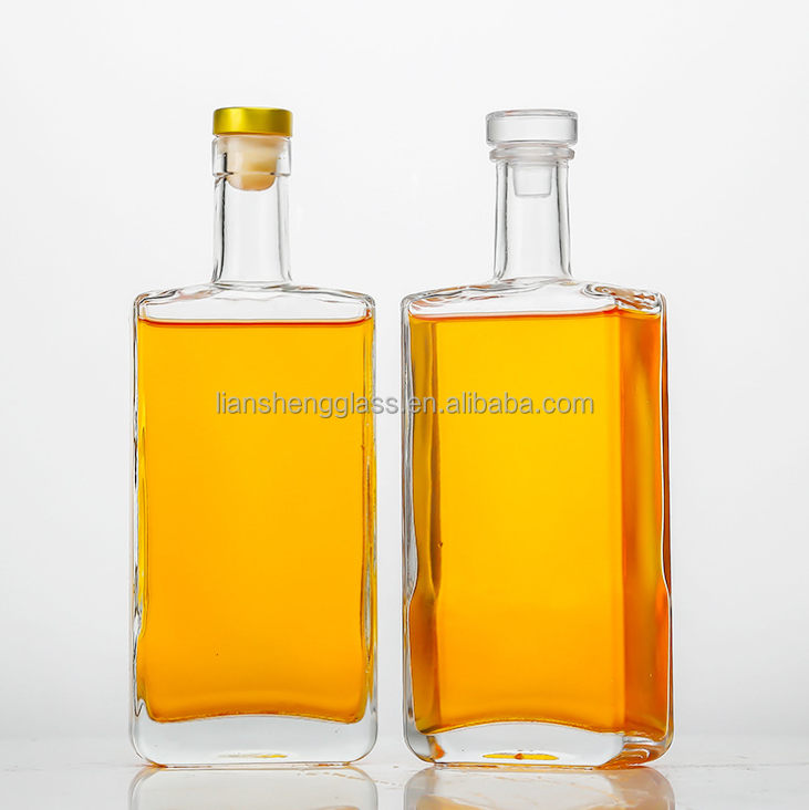 Wine 200ml Transparent Round Empty Flint Glass Liquor Bottle With Sealed Cork Lid