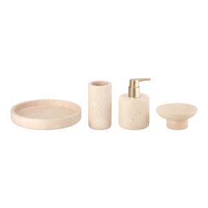Quality 4PCS Luxury Nature Marble Bathroom Accessories Set Round Gold Color Lotion Pump Tumbler wholesale