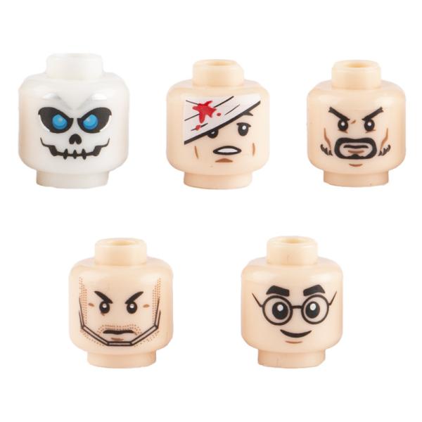 MOC WW2 military city mini figures skull parts army soldier figures face heads