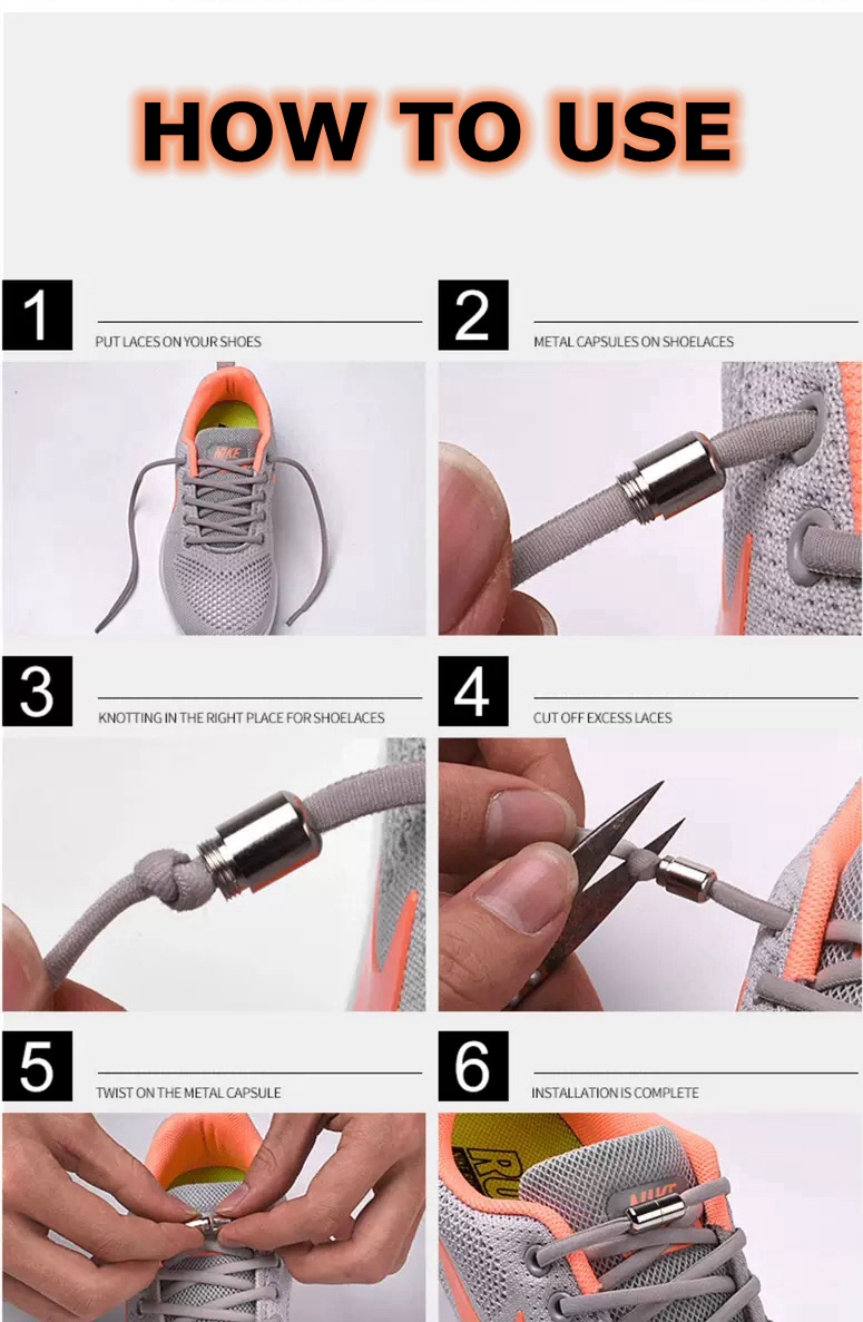 Creative Shoelace Round Double Porous No-Tie Lace Elastic Silicone Shoelace Child Adult Convenient Free Shoe Laces
