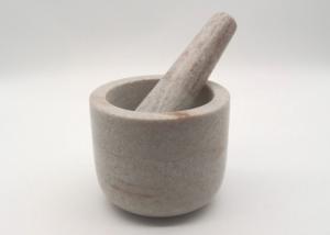 Quality Round Stone Mortar And Pestle , Marble Bowl With Grinder Handcrafts wholesale