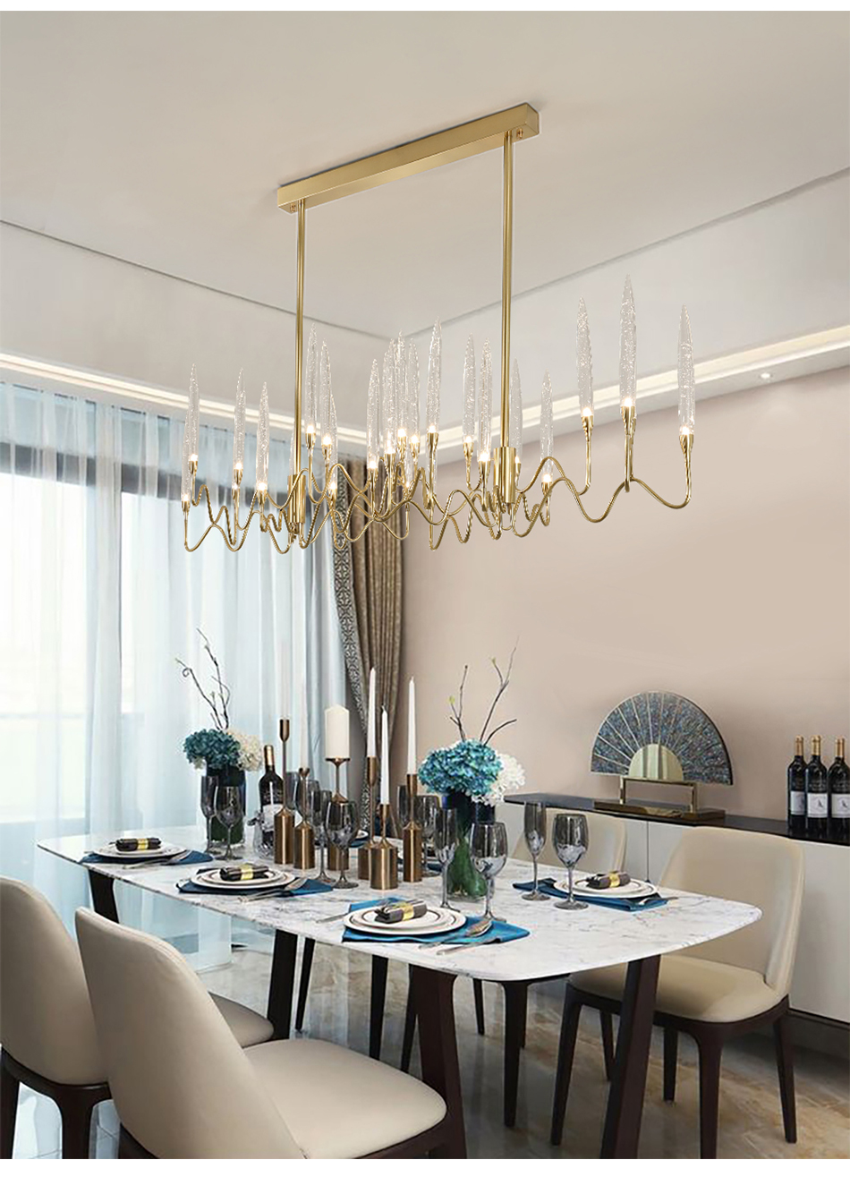 Rectangle Kitchen Chandelier for Living room Dining Room Luxury Crystal Candles ceiling hanging lights(WH-CY-188)