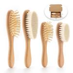Customized LOGO Baby Brush And Comb Set Wooden Baby Hair Brush With Goat Bristle