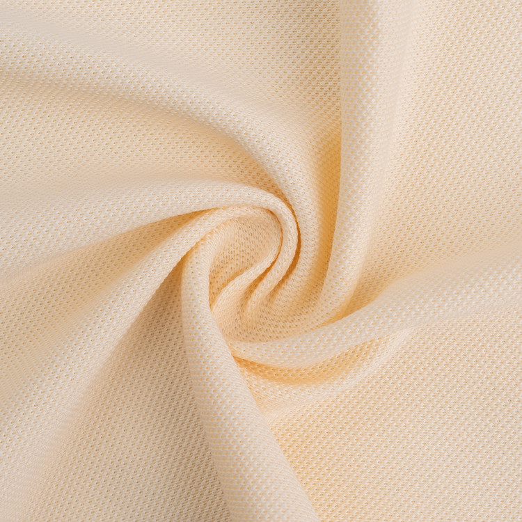 Double Yarn Cotton Pique Fabric Wrinkle Resistant Pure Color T Shirt Material
