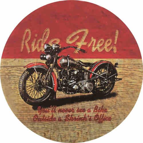 motorcycle Bar Decorative Metal Signs, Wall Art Painting Tin Sign, Round 30cm