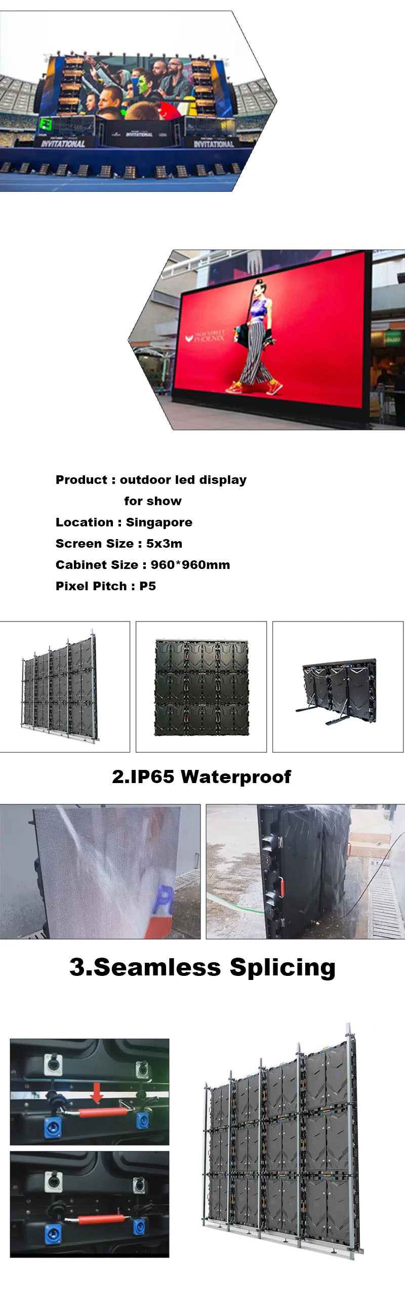 Advertising Venues Outdoor Banner Display , P8 Led Display Billboard