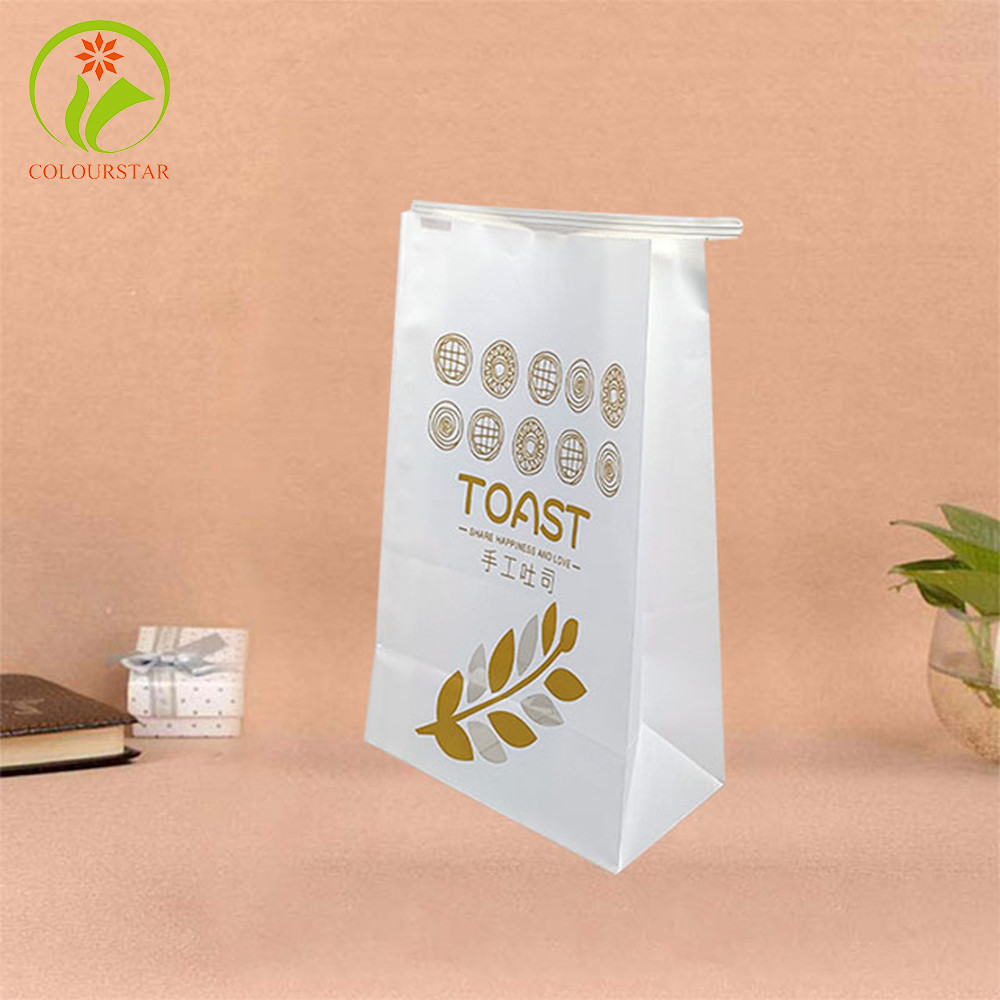 PMS Printing 300gsm Bakery Food Paper Bag CMYK Loaf Kraft Paper Bag