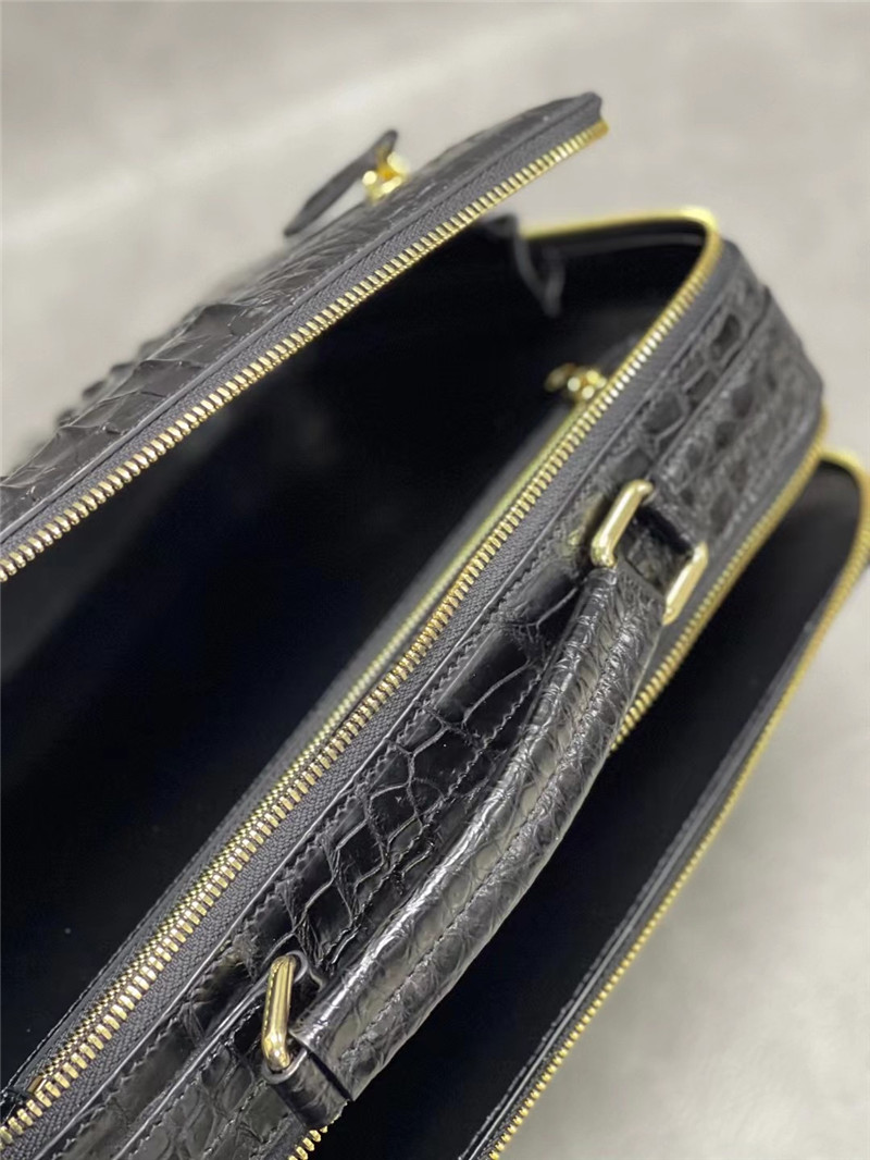 Exotic Alligator Leather Zipper Closure Men's Portfolio Bag Working Briefcase Genuine Crocodile Skin Male Handbag