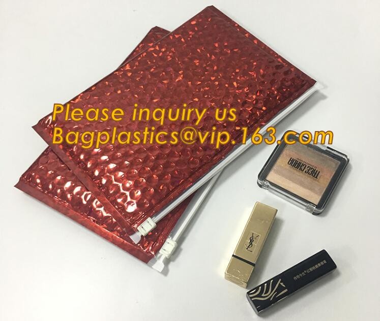 Cosmetic Pink Slider Padded Bag/Silver k Bag With Bubble,Padded Envelopes Cheap Aluminium Foil k Holographic