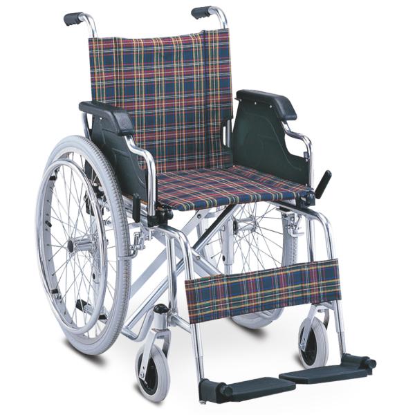 Flip Up Drive Aluminum Transport Chair Checkered Manual Folding Travel