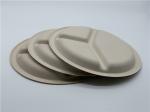 3 Compartment Round Disposable Dishes Biodegradable Sugarcane Bagasse 9inch