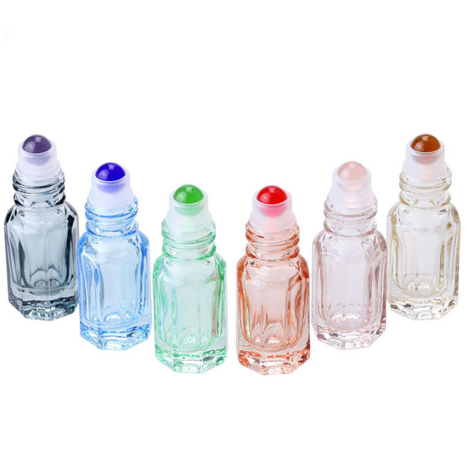 10ml 12ml Colored Star Anise Ball Bottle Glass Bead Colored Roller Bottles Eight Side Roll On Bottle