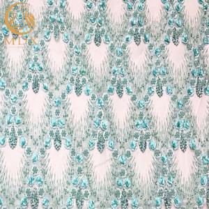 Quality Elegant Beaded Decoration 3D Flower Lace Fabric Handmade Net Embroidery wholesale