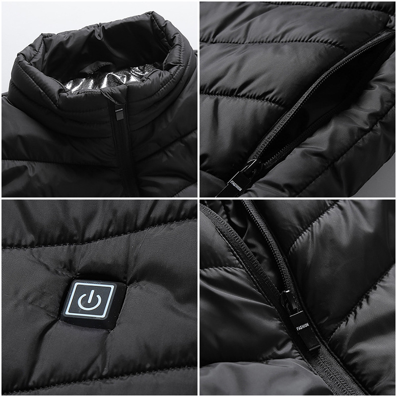 Sleeveless Coat Heated Lightweight Rechargeable Collar Waistcoat Utility Usb Power Heating Quilted Men's Vests