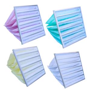 Quality Large Dust Holding Capacity Aluminum Frame HVAC F8 Synthetic Fiber Pocket Filter wholesale