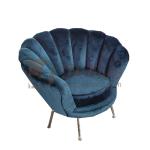 SGS Shell Shaped Turquoise Blue Velvet Dining Chairs With Gold Legs