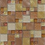 Elegant luxury rose red glass mix metal mosaic puzzle pattern