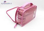 Super Clear Soft PVC Bags Pink PU Handle Custom Lady Handbag Fashion Women Bag