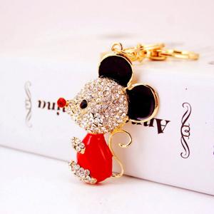 Quality Metal Year Of The Rat Keychain 6cmx3.6cm Size Rhinestone Material wholesale