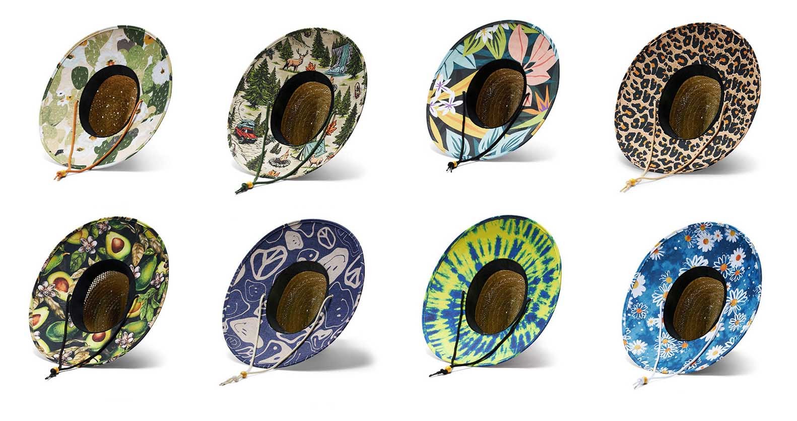Round Beach Patch Straw Hat For Tropical Fishing Eco Friendly