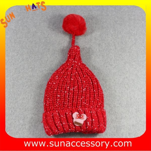 AK17024 Sun Accessory winter kids knitted beanie caps and hats with pom pom ,caps in stock MOQ only 3 pcs