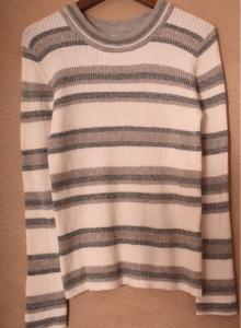 Quality Grey And Pink Ladies Striped Sweaters 100% Acrylic Soft Touch wholesale