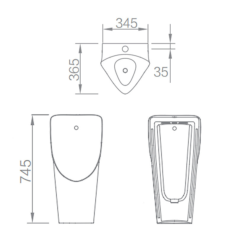 Sanitary Ware Mens Wall Hung Urinal Bowl Ceramic Back Water Inlet